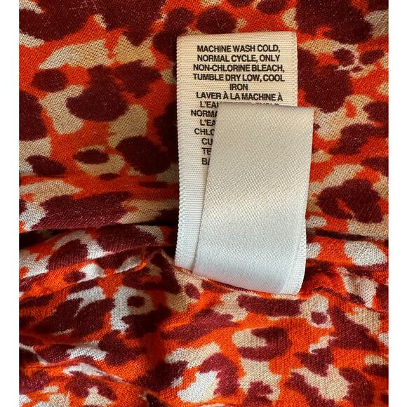 Lucky Brand Plus 1X Red & Orange Animal Print Tie-Neck Off-Shoulder Boho Top - Picture 9 of 9